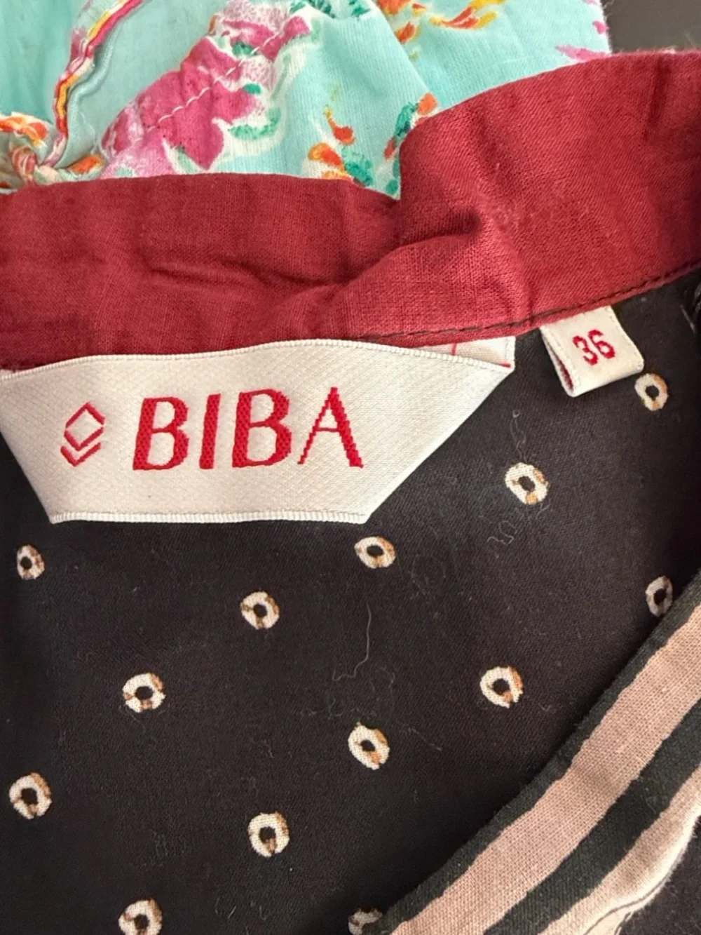 Biba Bandhani Printed Kurta Top Women Sz 36 Sleeveless V Neck Cotton boho - Picture 9 of 10